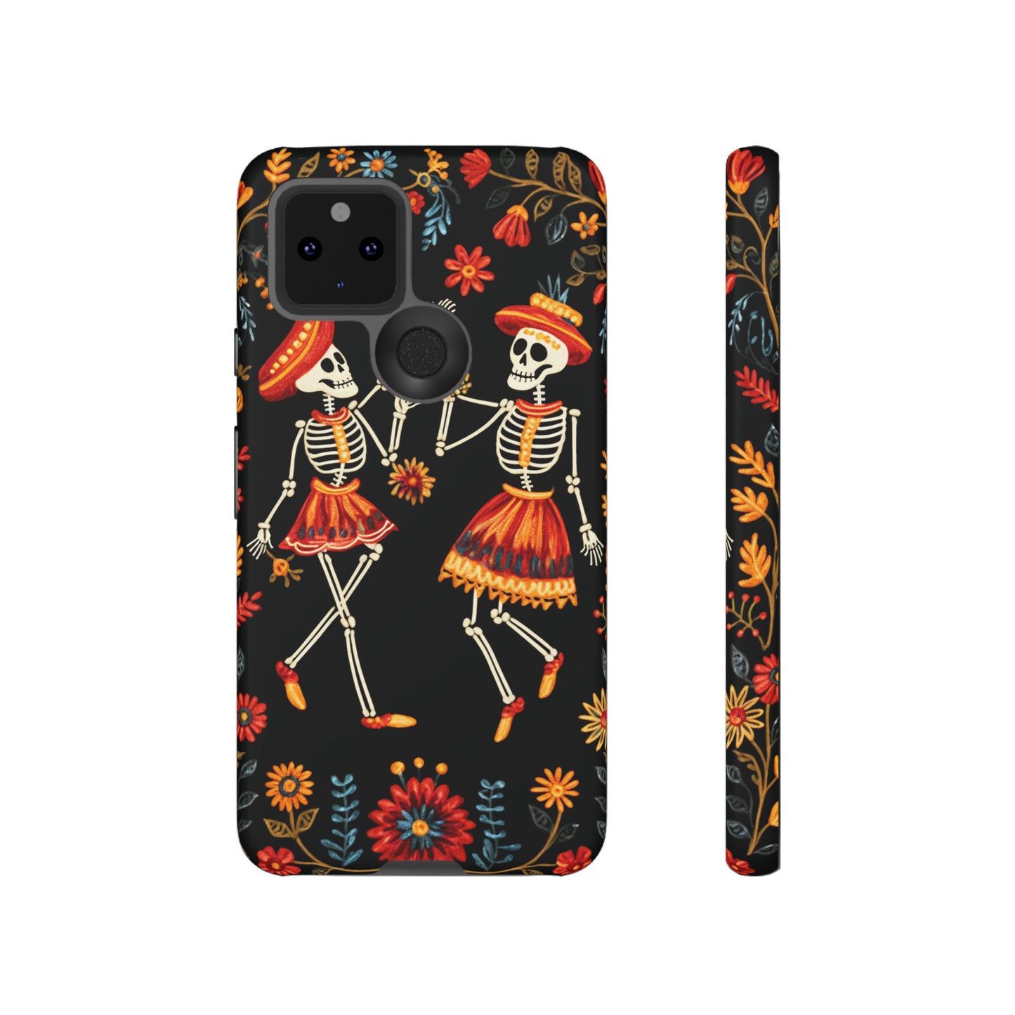 Dead Can Dance, iPhone 15 case, Floral Embroidery Skeletons | Whimsical Dance of the Departed for Google Pixel, iPhone & Samsung Galaxy