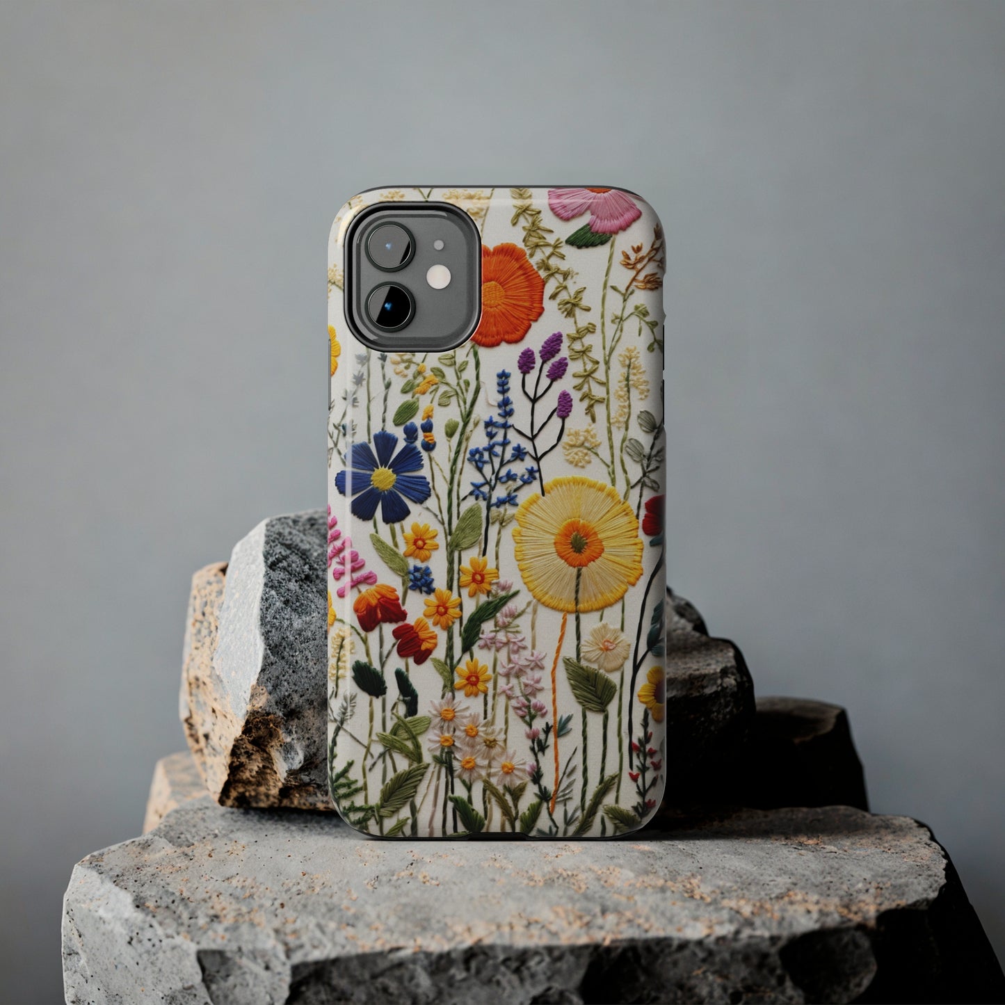 Wildflowers Floral Embroidery iPhone Case