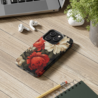 Vintage Floral Aesthetic Phone Tough Case | Antique Elegance for iPhone