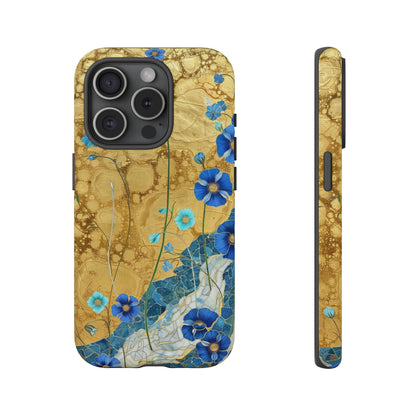 Forget Me Nots Gold Color Splash Floral Design Phone Case