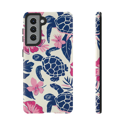 Undersea Floral Blue Sea Turtle Phone Case