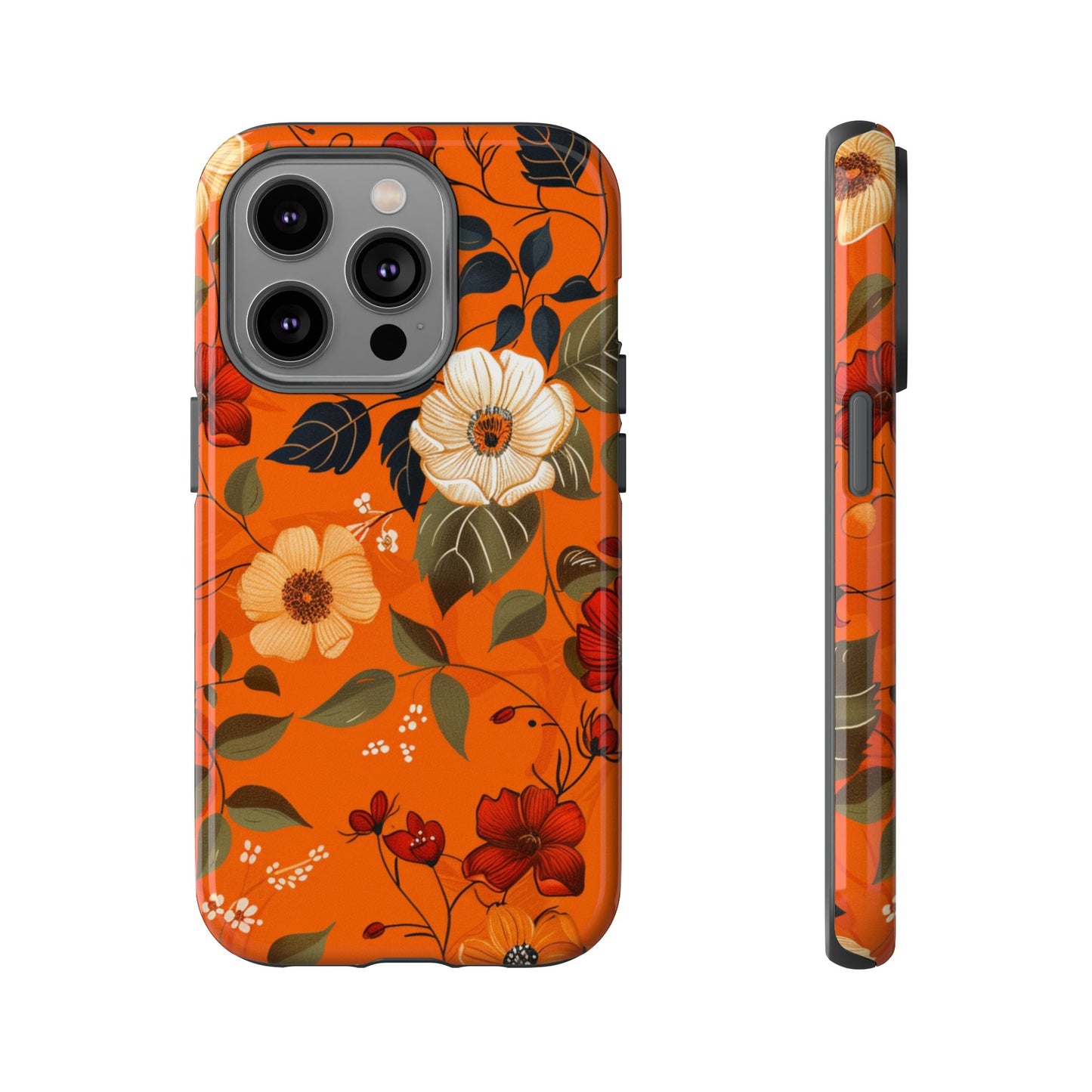 Orange Floral Phone Tough Case