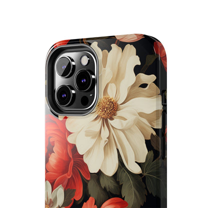 Vintage Floral Aesthetic Phone Tough Case | Antique Elegance for iPhone