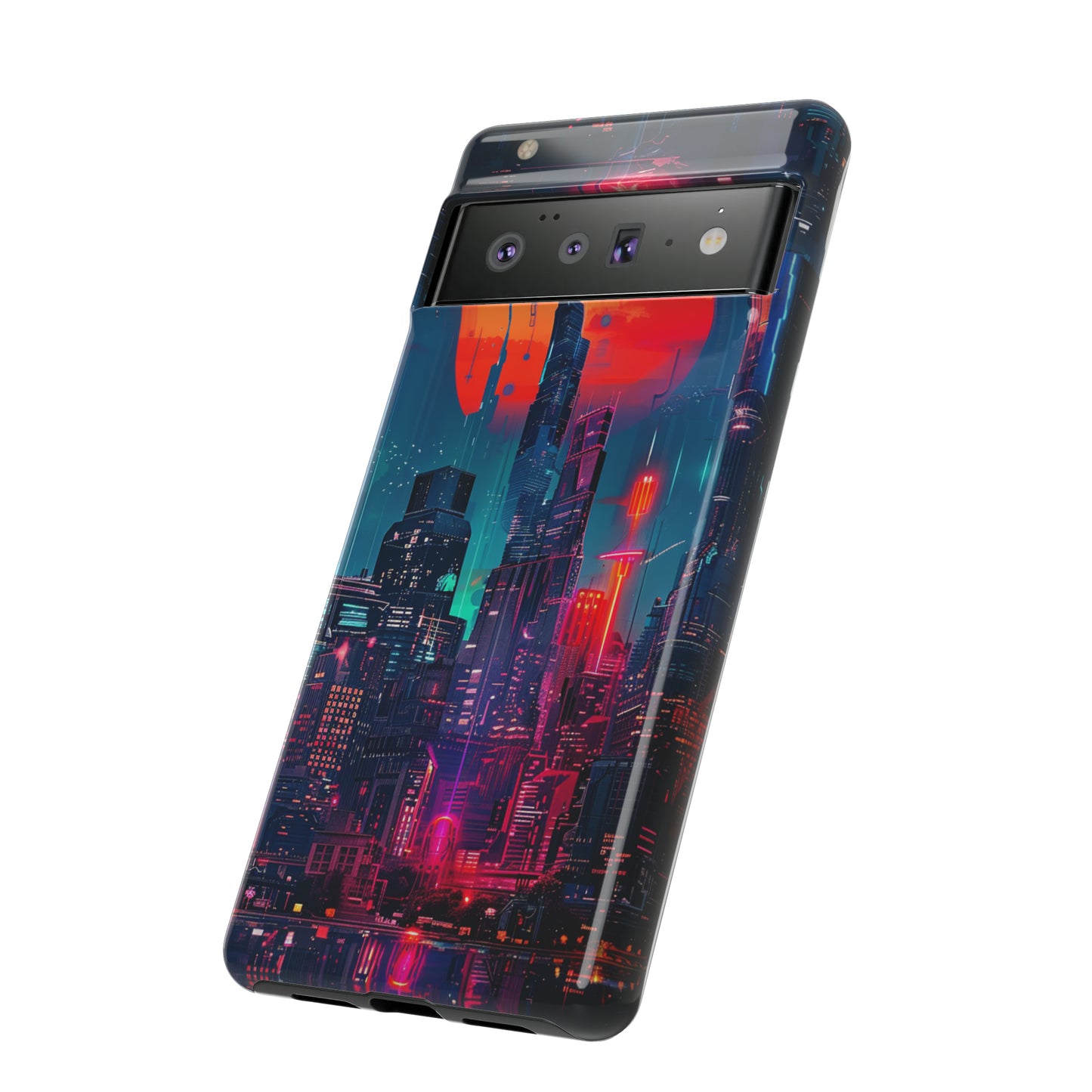 Cyberpunk Full Moon Cityscape Phone Case