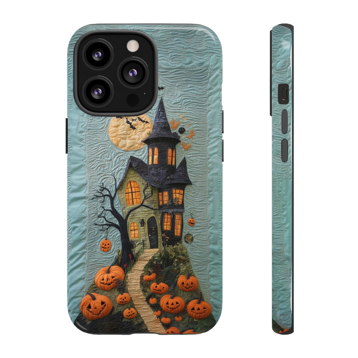 Halloween Haunted House Vintage Embroidery Style Phone Cover