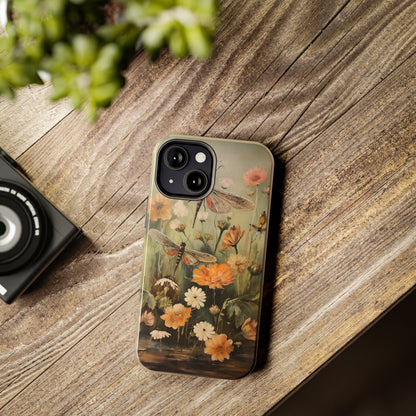 Dragonfly Floral Print iPhone Case | Nature-Inspired Elegance and Device Protection