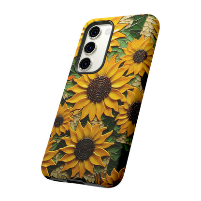 Sunflower Floral Color Explosion Mosaic Glass