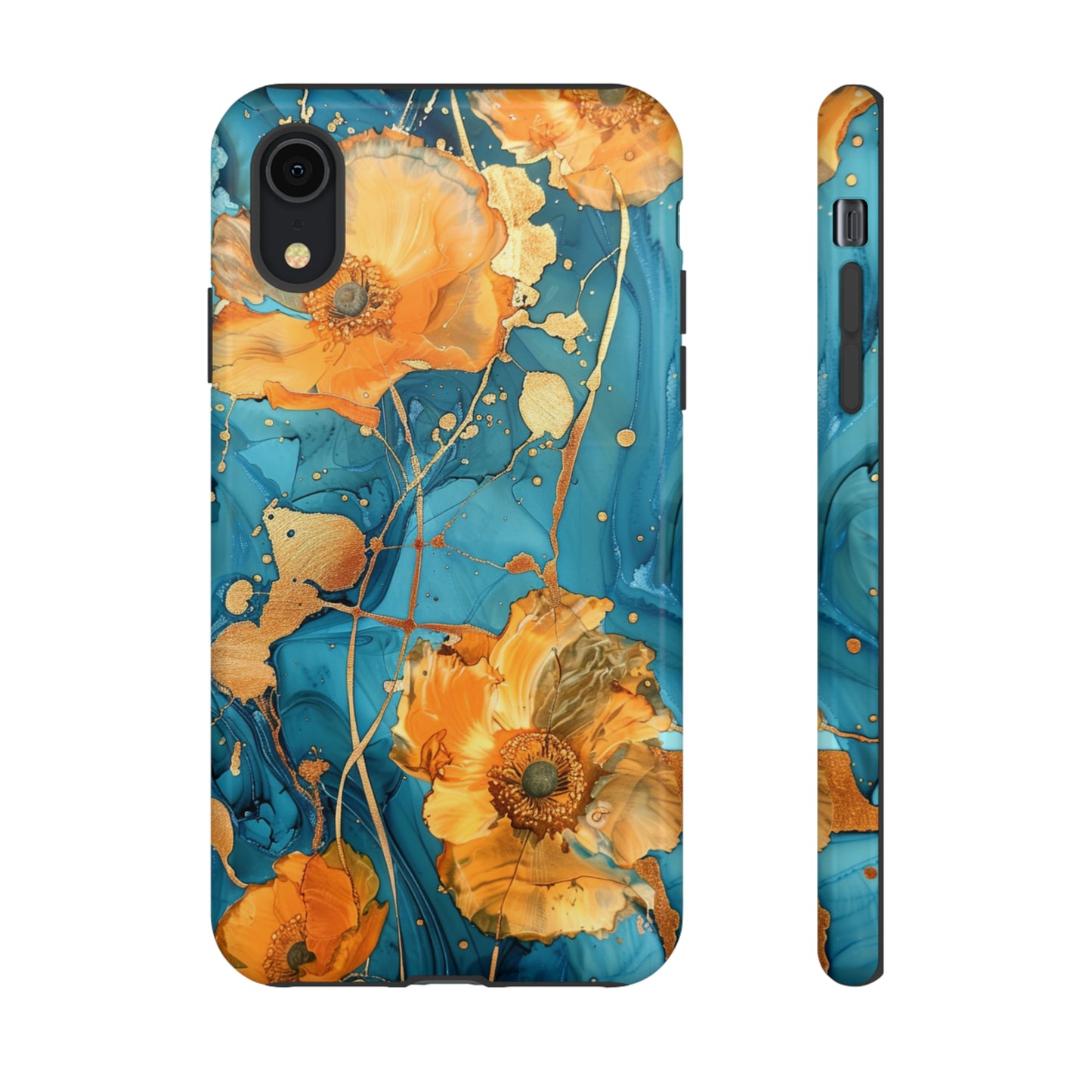 Gold Poppies Color Splash Floral Design Phone Case