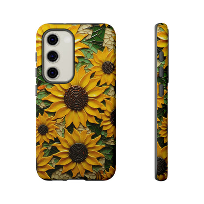 Sunflower Floral Color Explosion Mosaic Glass