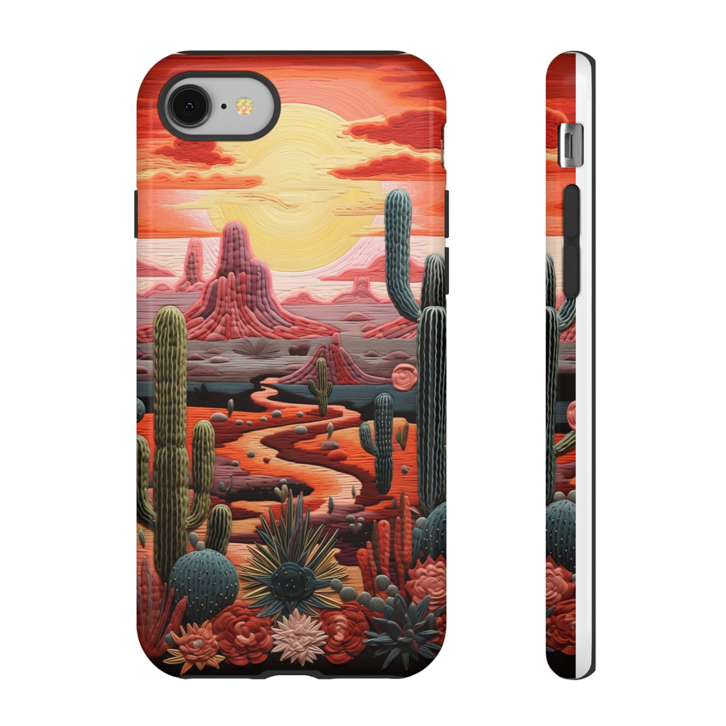 Wanderlust cactus sunset embroidery for iPhone XR