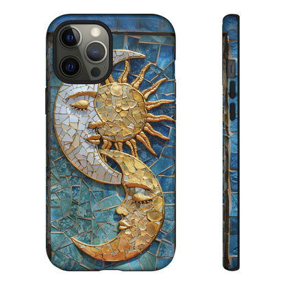 Boho Sun and Moon Mosaic Tile Stained Glass Phone Case