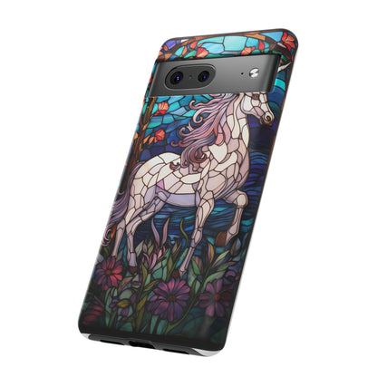 Unicorn Stained Glass iPhone, iPhone Case Retro Samsung Galaxy Phone Tough Case iPhone 15 14 Plus 13 12 7 8 Se Hippie Boho Style