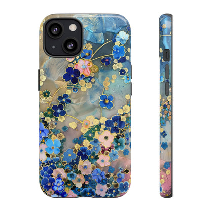 Forget Me Nots Gold Color Splash Floral Design Phone Case