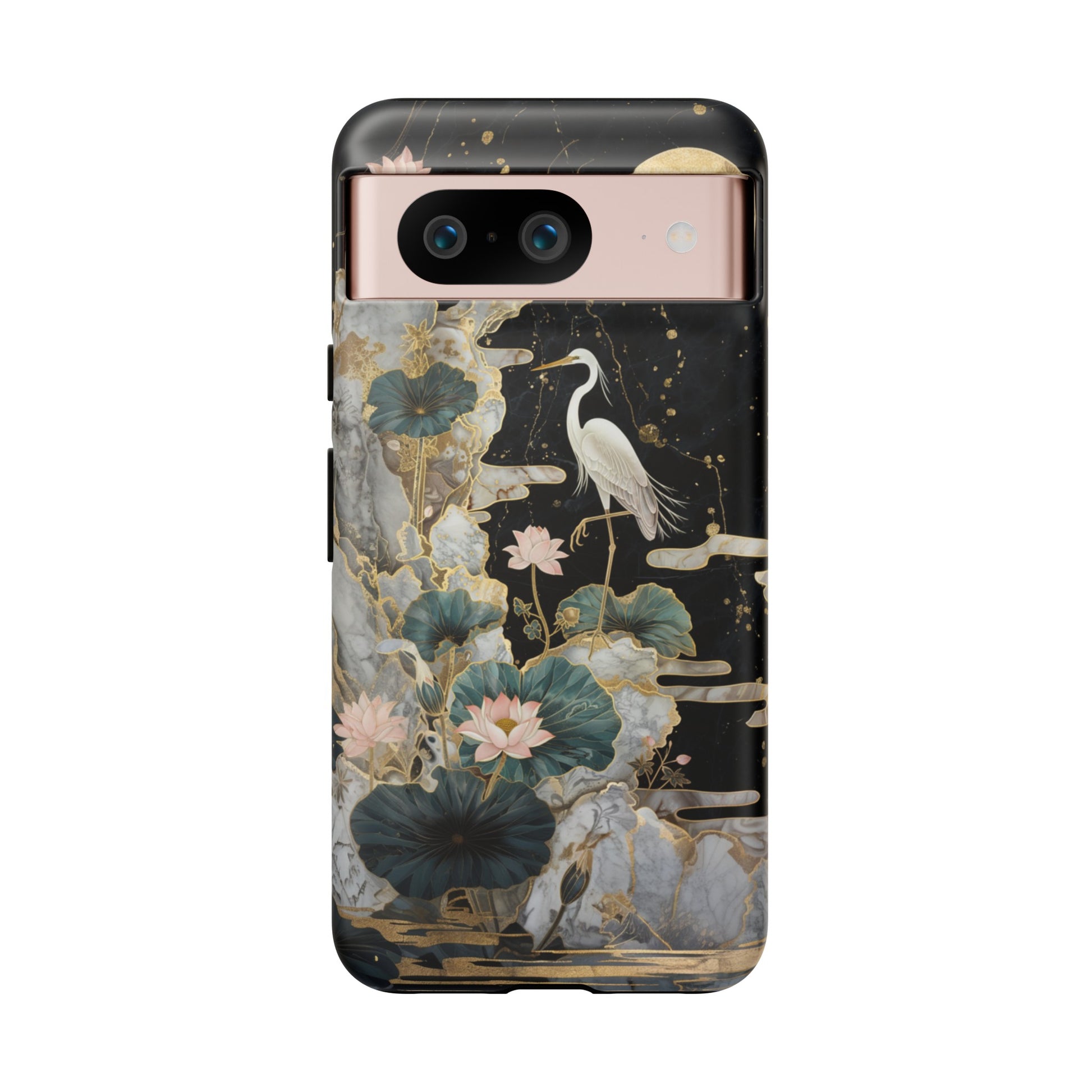 Heron and Moon Floral Art Phone Case