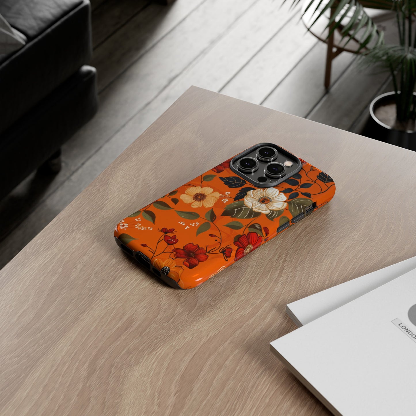 Orange Floral Phone Tough Case