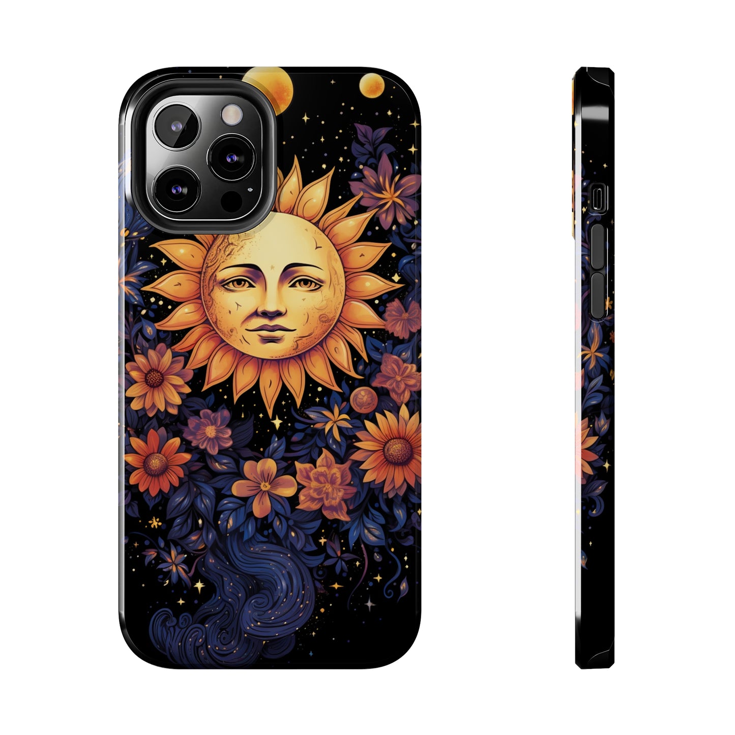 Cosmic Blooms: Floral Sun, Moon & Stars iPhone Case - Where Celestial Meets Botanical