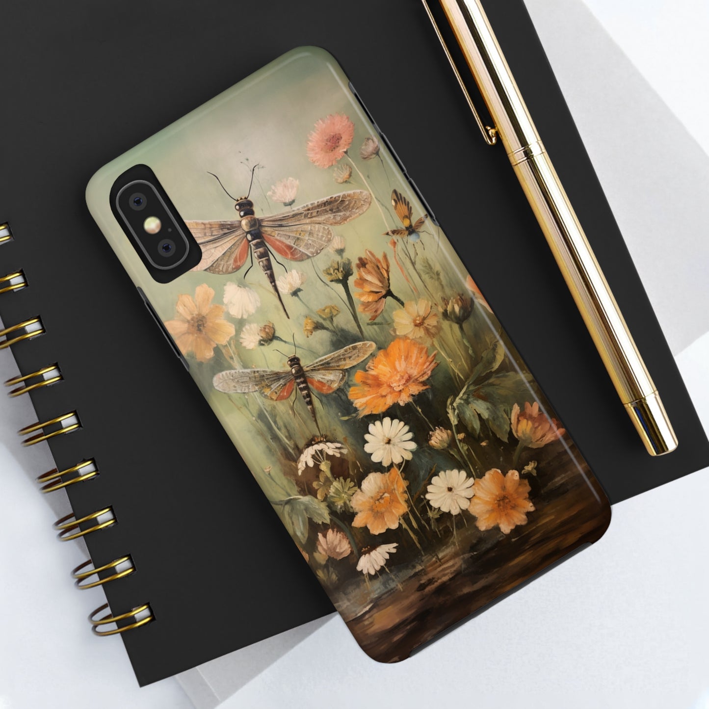 Dragonfly Floral Print iPhone Case | Nature-Inspired Elegance and Device Protection