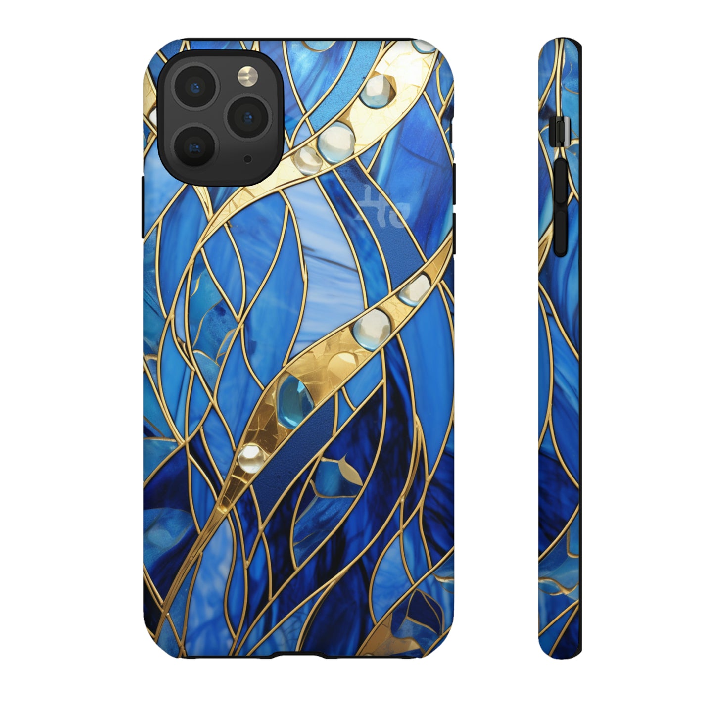 Periwinkle Blue Stained Glass with Gold Inlay