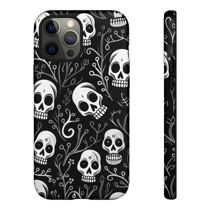 Join the Goth Side: Black Skull Floral Print | Mystical Elegance Case for iPhone, Samsung Galaxy, and Google Pixel