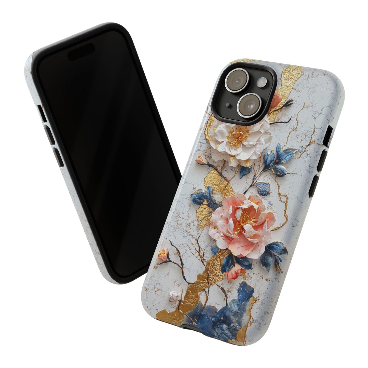 Origami Style Floral Aesthetic Gold Inlay Japanese Art Phone Case