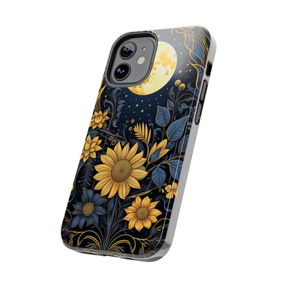 Starry Night Boho Meets Cottagecore: Floral Sun, Moon & Stars iPhone Case