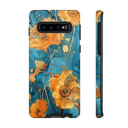 Gold Poppies Color Splash Floral Design Phone Case