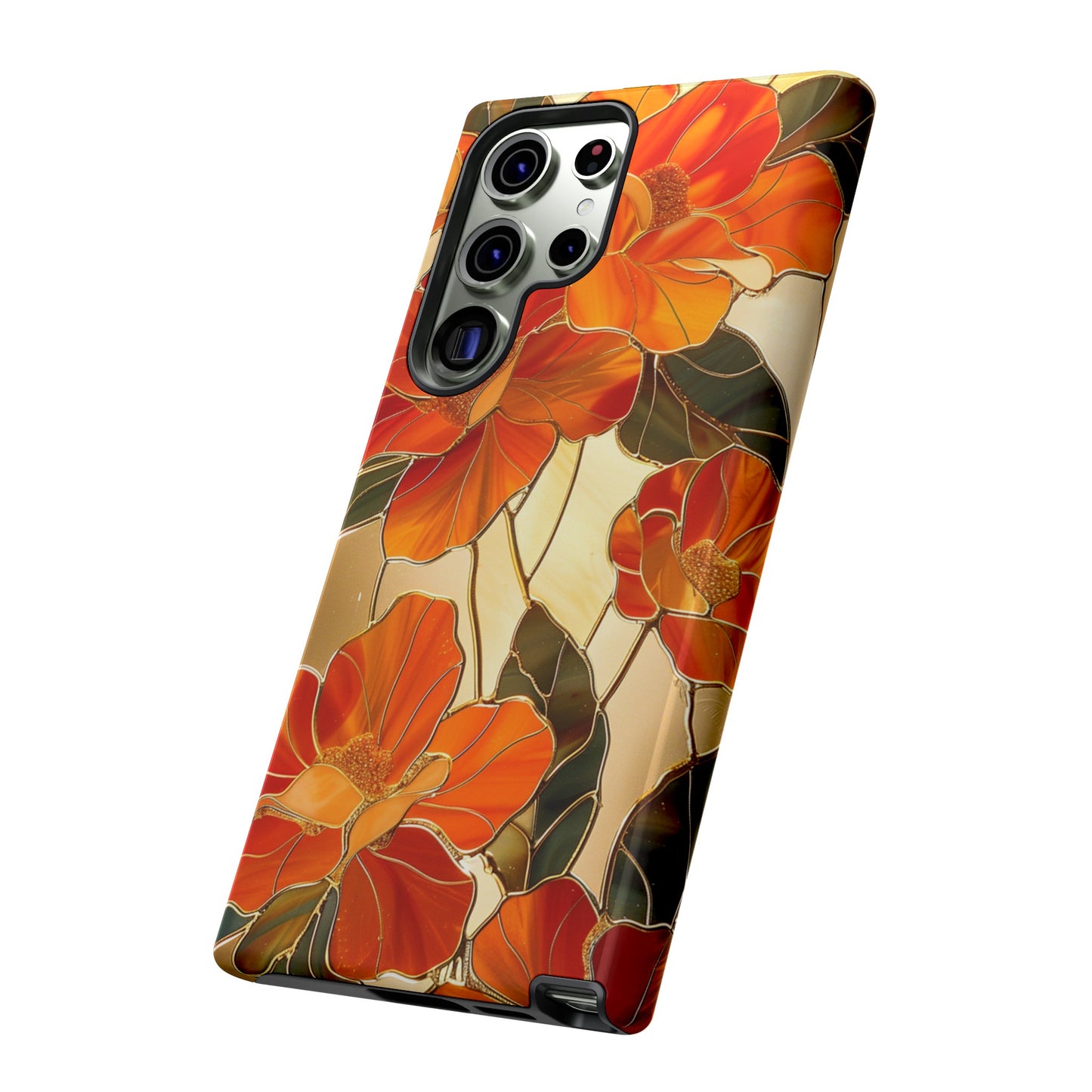 Orange Floral Phone Case Stained Glass Flower Aesthetic