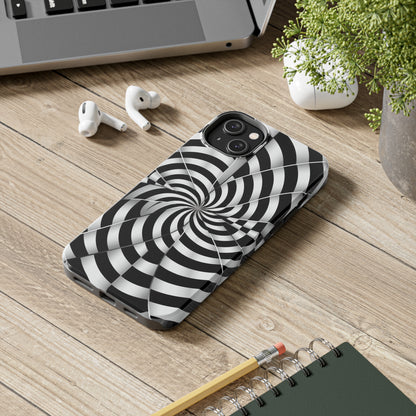 Trippy Black and White Optical Illusion Tough iPhone Case | Psychedelic Phone Cover