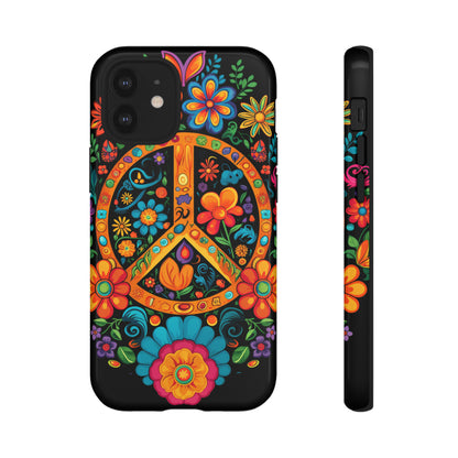 Peace Sign Embroidery Floral Hippie Style Phone Case