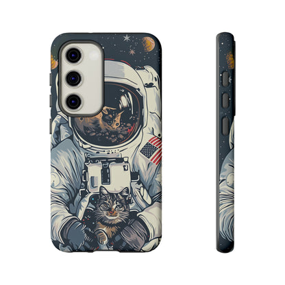 The Astronaut and the Cosmic Cat Phone Case