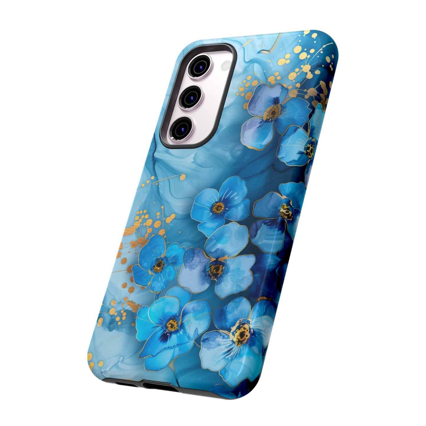 Forget Me Nots Gold Color Splash Floral Design Phone Case