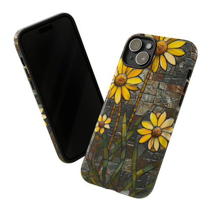 Yellow and Gold Daisy Mosaic Stained Glass Phone Case for iPhone 15, 14, Pro Max, 13, 12 & Samsung Galaxy S23, S22, S21, Google Pixel