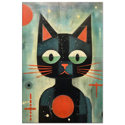 Atomic Black Cat Mid Century Canvas Print: A Retro-Inspired Delight