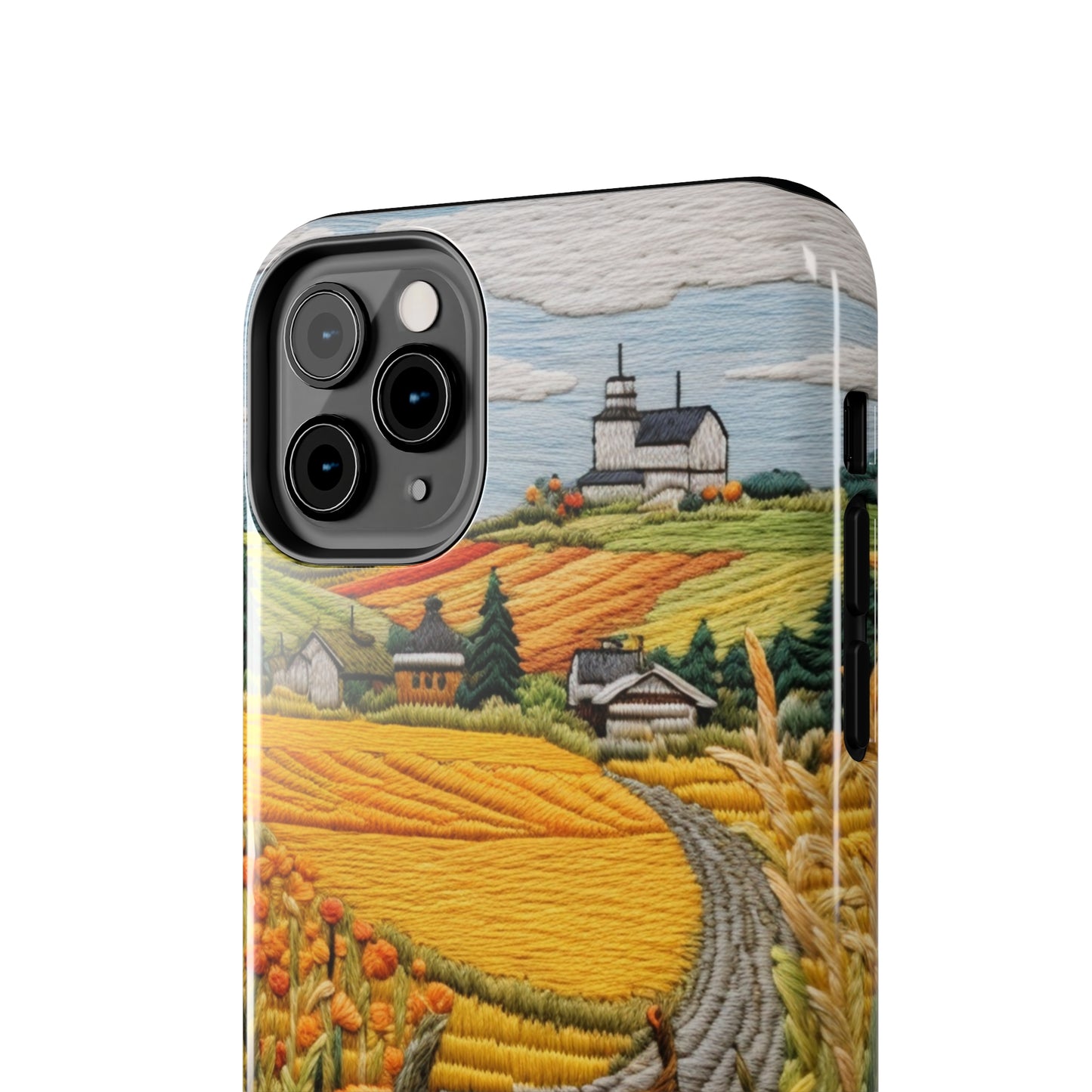 Harvest Hues: Halloween Pumpkin Patch | Embroidered Landscape for iPhone Range