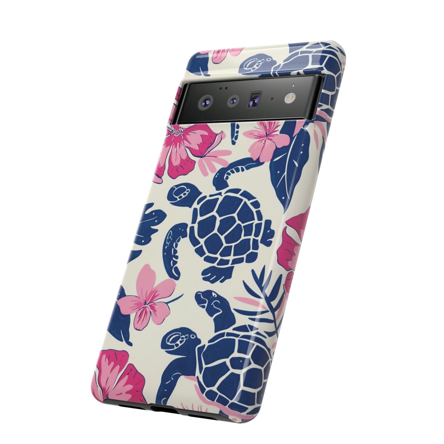 Undersea Floral Blue Sea Turtle Phone Case