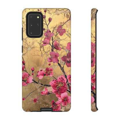 Pink Forget Me Nots Gold Floral Phone Case