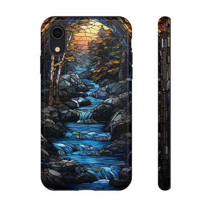 Stained Glass Stone Bridge and River Art Phone Case