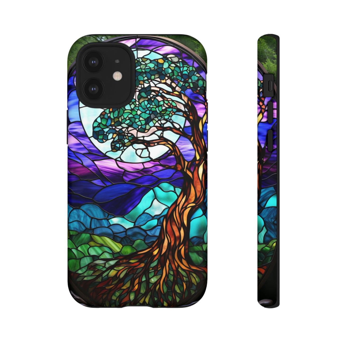 Stained Glass Mosaic Tile Tree in Moonlight