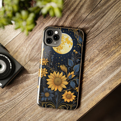 Starry Night Boho Meets Cottagecore: Floral Sun, Moon & Stars iPhone Case