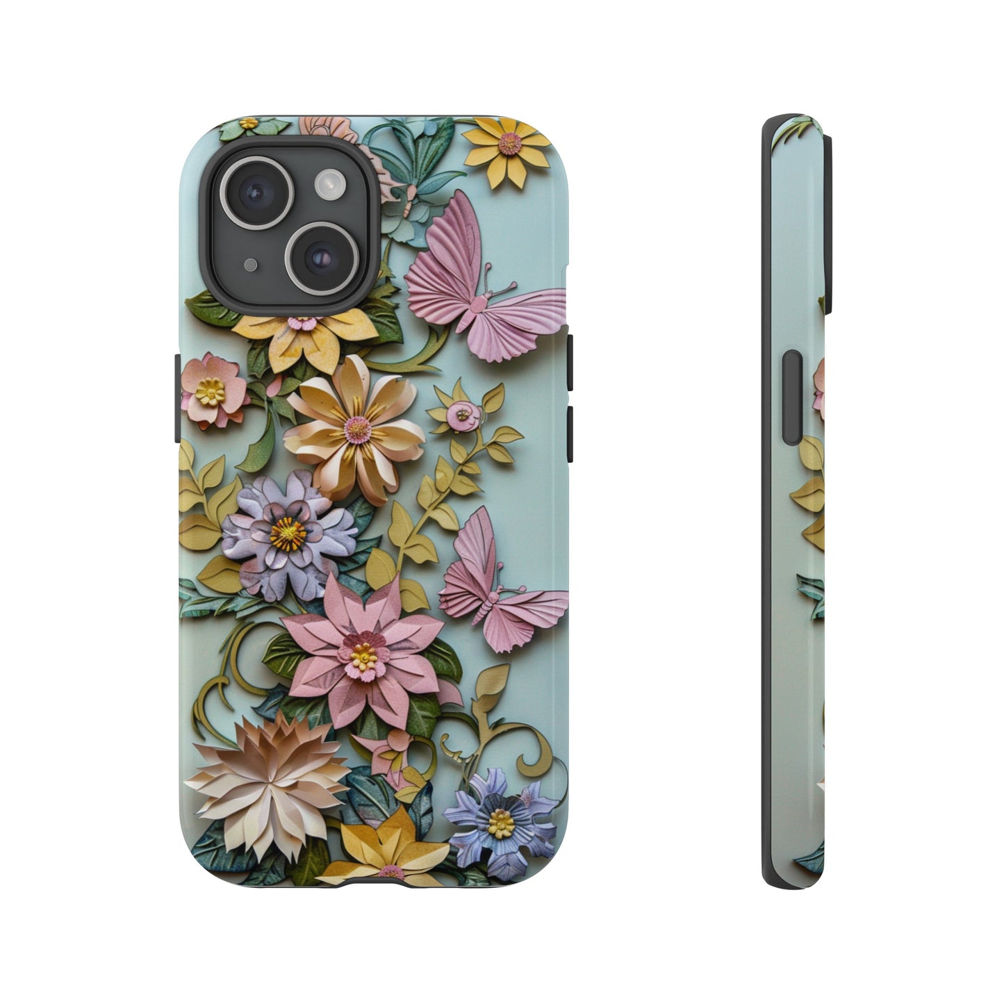 Pastel Pink Butterflies and Flowers iPhone Case