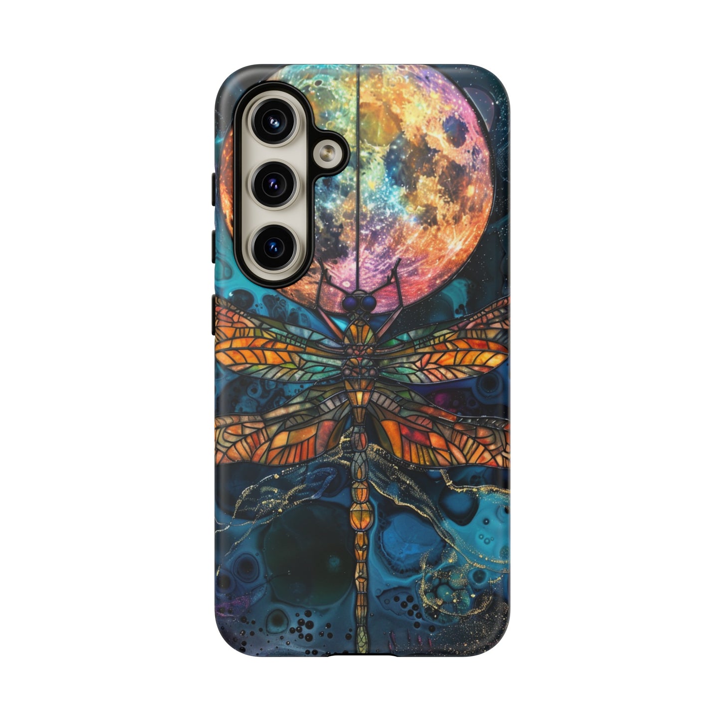 Full Moon Stained Glass Dragonfly Phone Cover