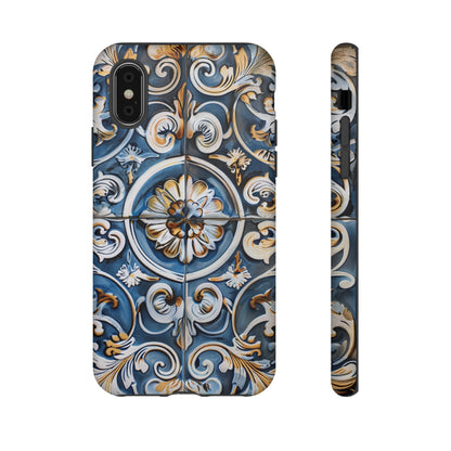 Azulejo Porcelain Blue & Creamy White Tile Mediterranean Design Phone Case