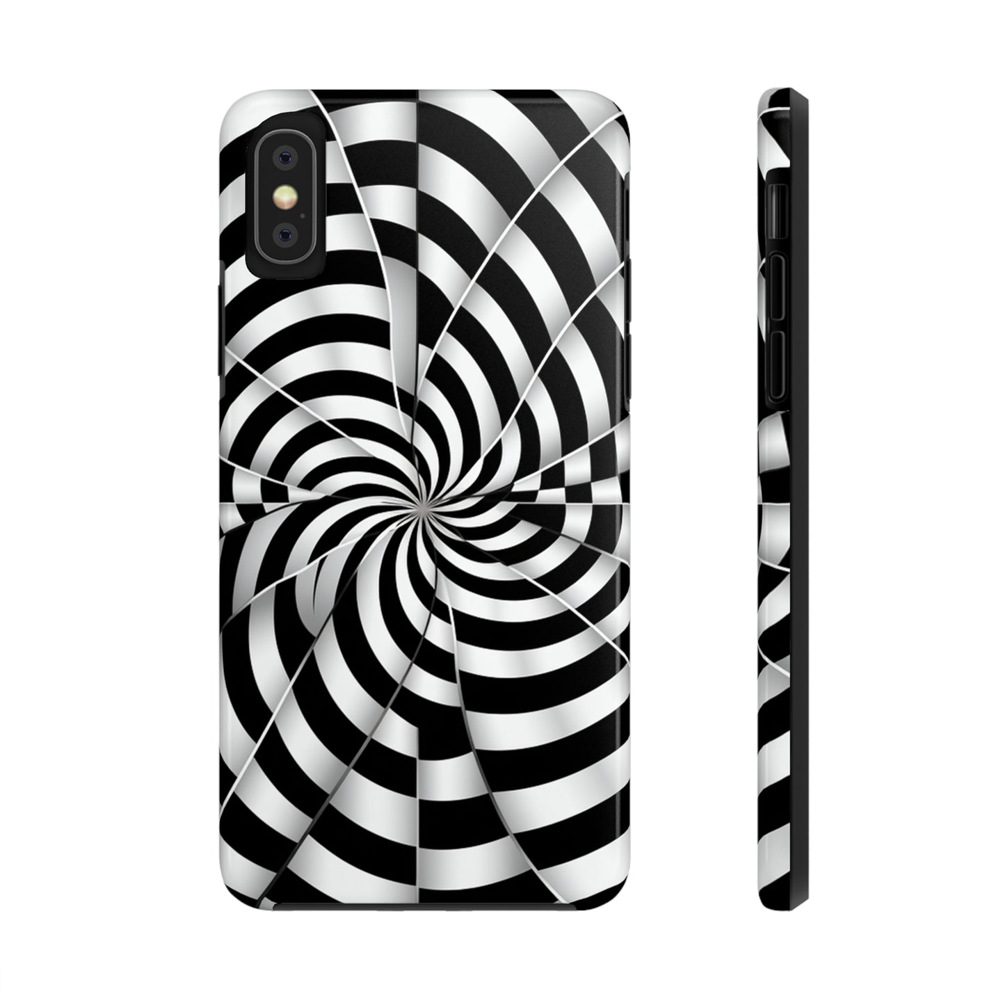 Trippy Black and White Optical Illusion Tough iPhone Case | Psychedelic Phone Cover