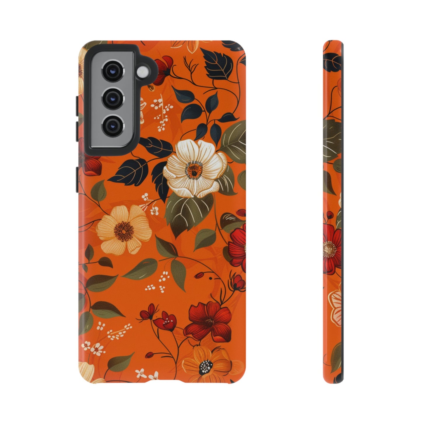 Orange Floral Phone Tough Case