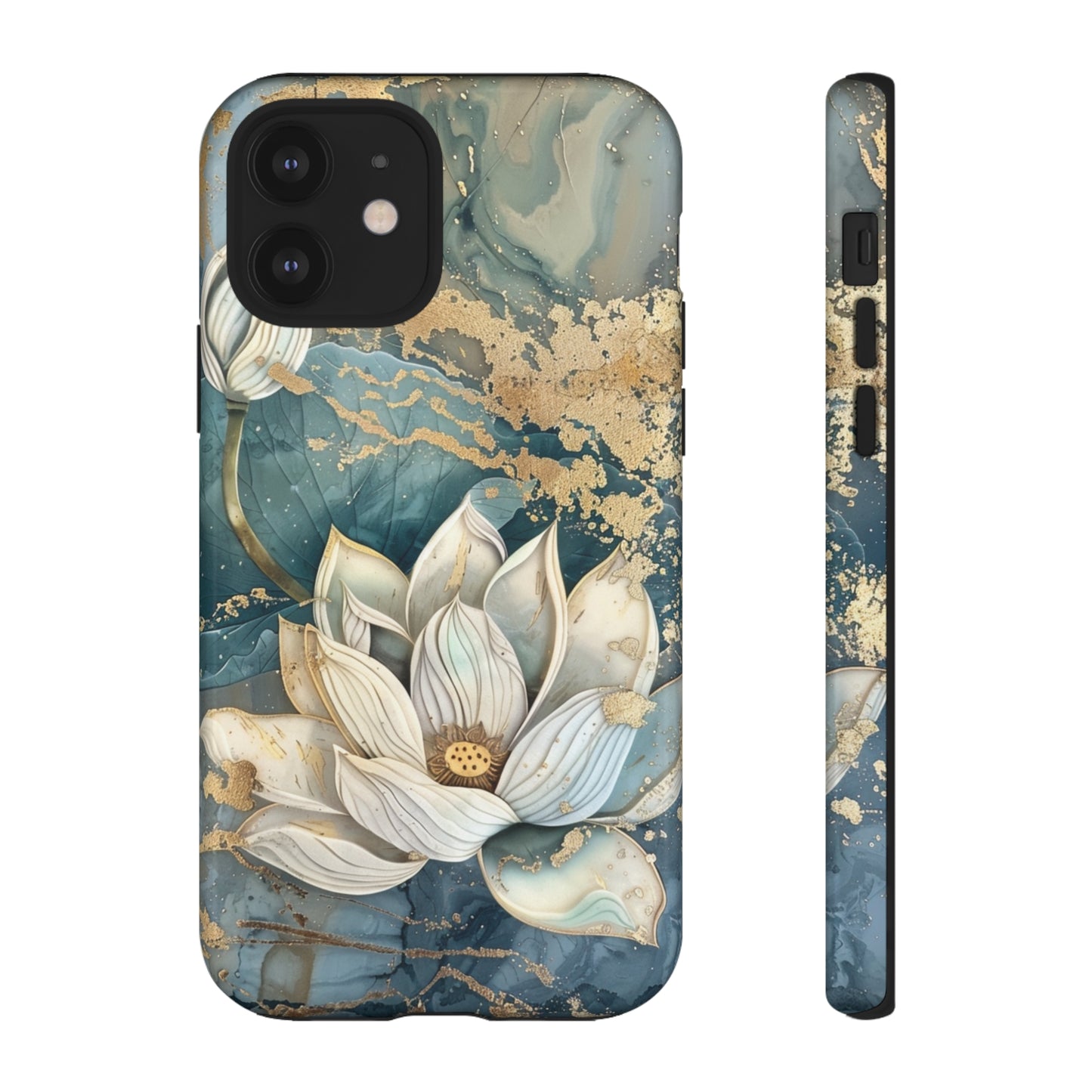 Zen Stained Glass Marble Lotus Floral Design Phone Case