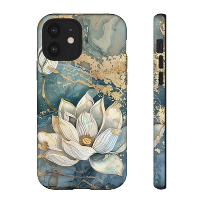 Zen Stained Glass Marble Lotus Floral Design Phone Case