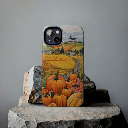 Harvest Hues: Halloween Pumpkin Patch | Embroidered Landscape for iPhone Range