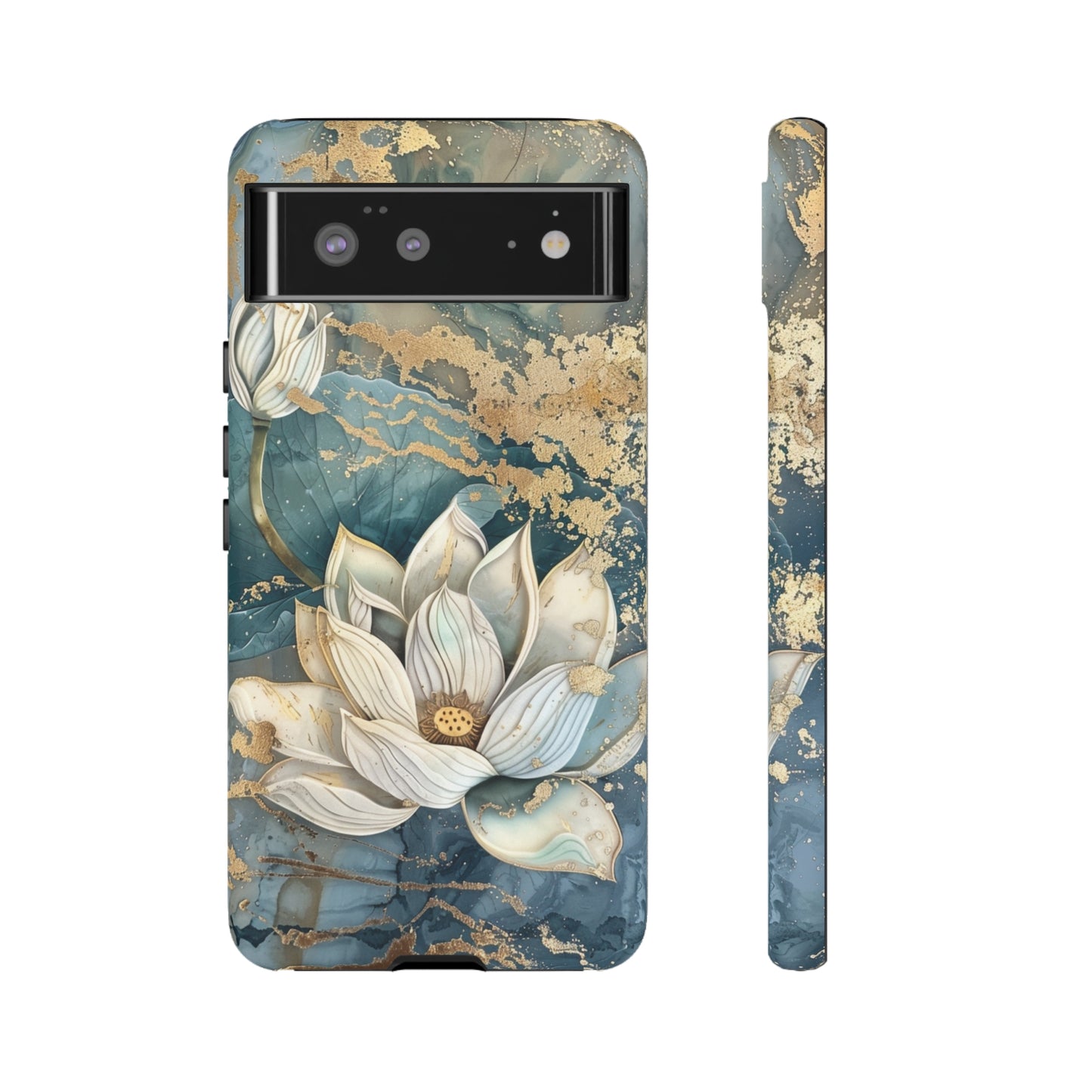 Zen Stained Glass Marble Lotus Floral Design Phone Case