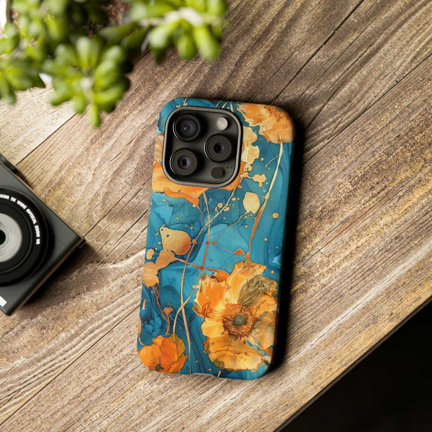 Gold Poppies Color Splash Floral Design Phone Case