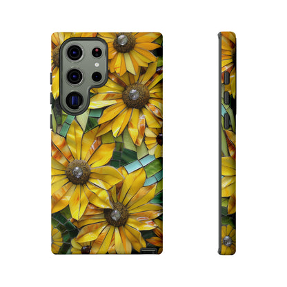 Yellow and Gold Daisy Mosaic Stained Glass Phone Case for iPhone 15, 14, Pro Max, 13, 12 & Samsung Galaxy S23, S22, S21, Google Pixel